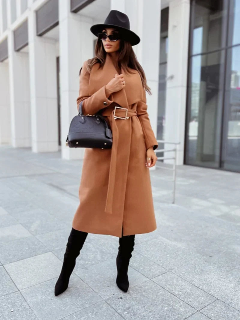 Chic Wool Coat – Belted Wrap Design for Effortless Winter Style