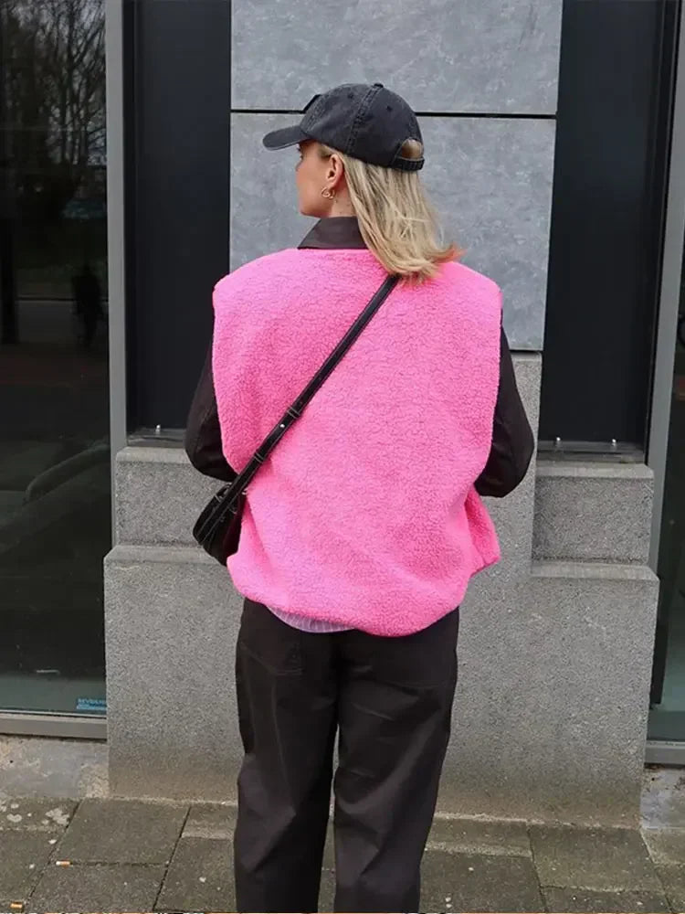 Casual fleece vest for women