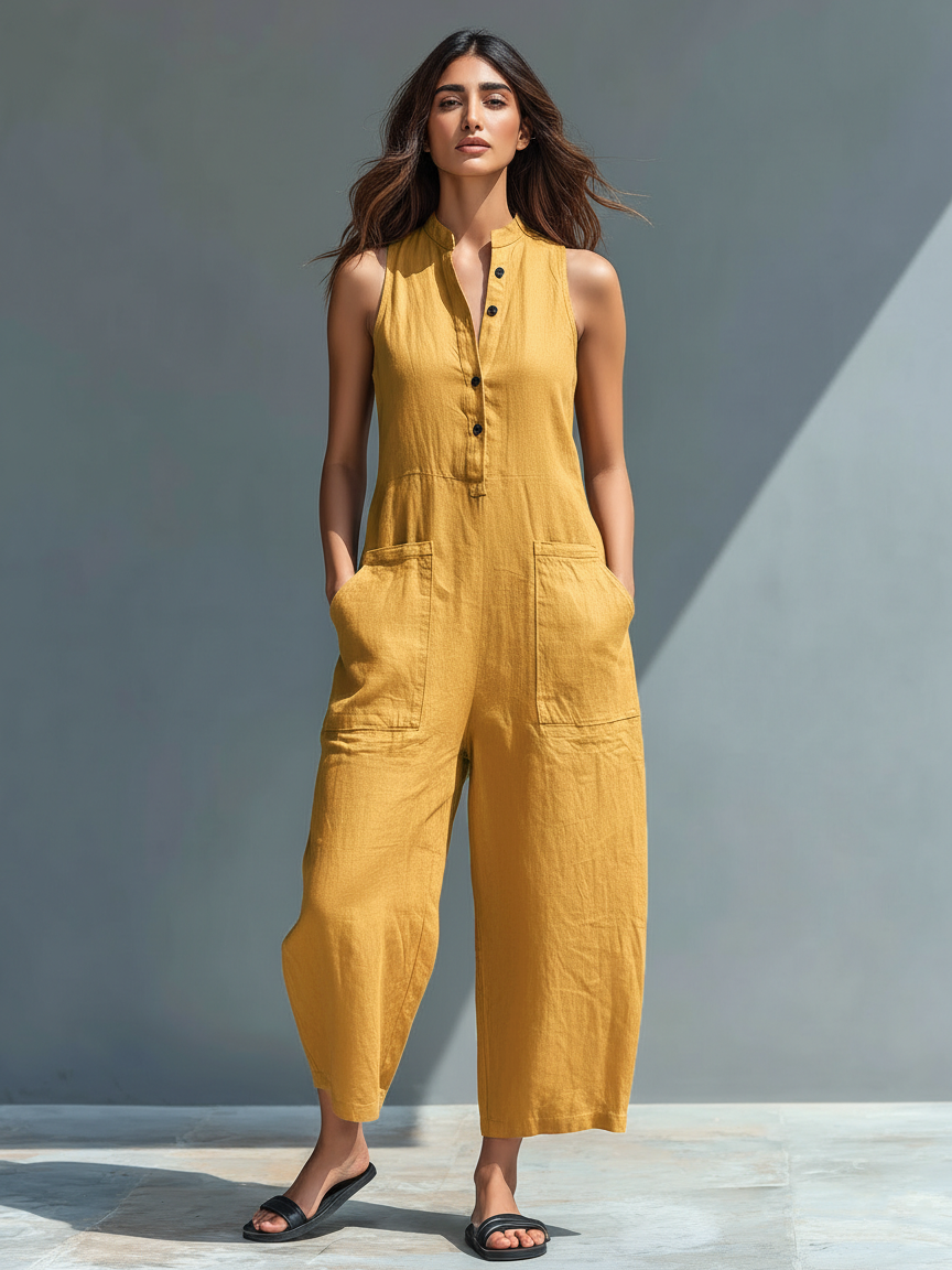 Ruth™ - Elegant Buttoned Wide Leg Jumpsuit