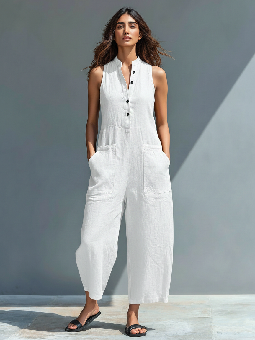 Ruth™ - Elegant Buttoned Wide Leg Jumpsuit