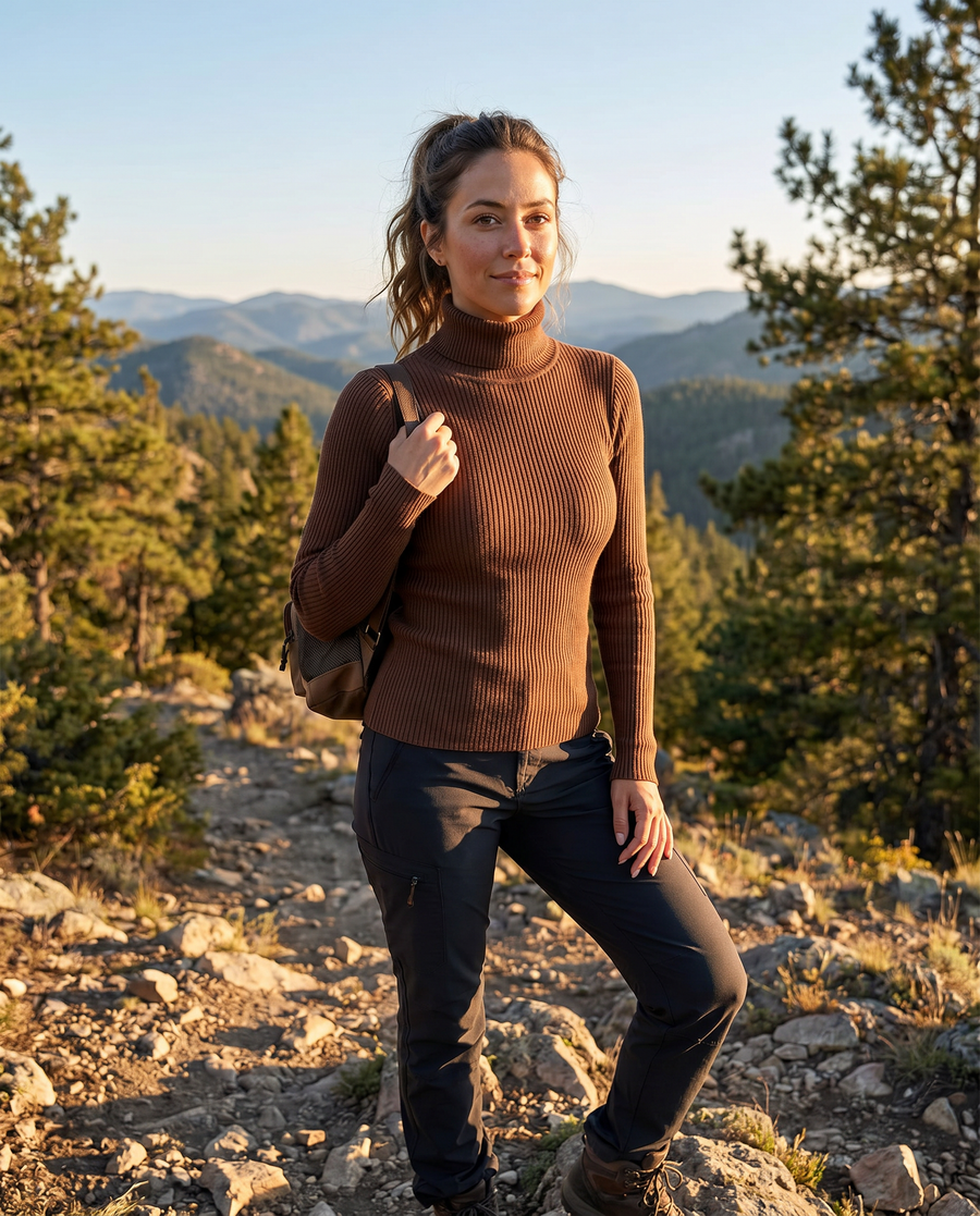 Stylish Ribbed Turtleneck Spring Sweater for Women