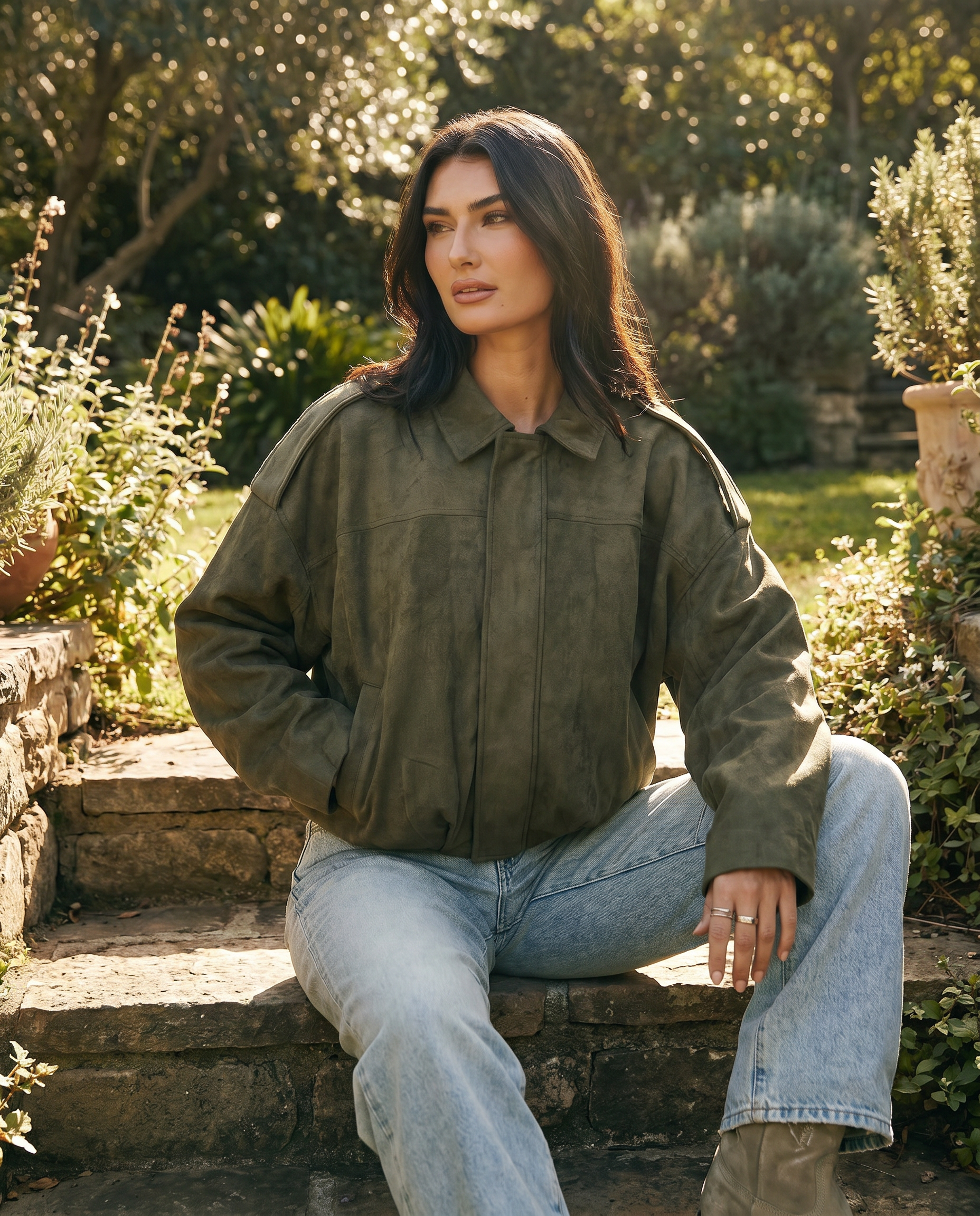 Women's Relaxed Boxy Faux Suede Jacket