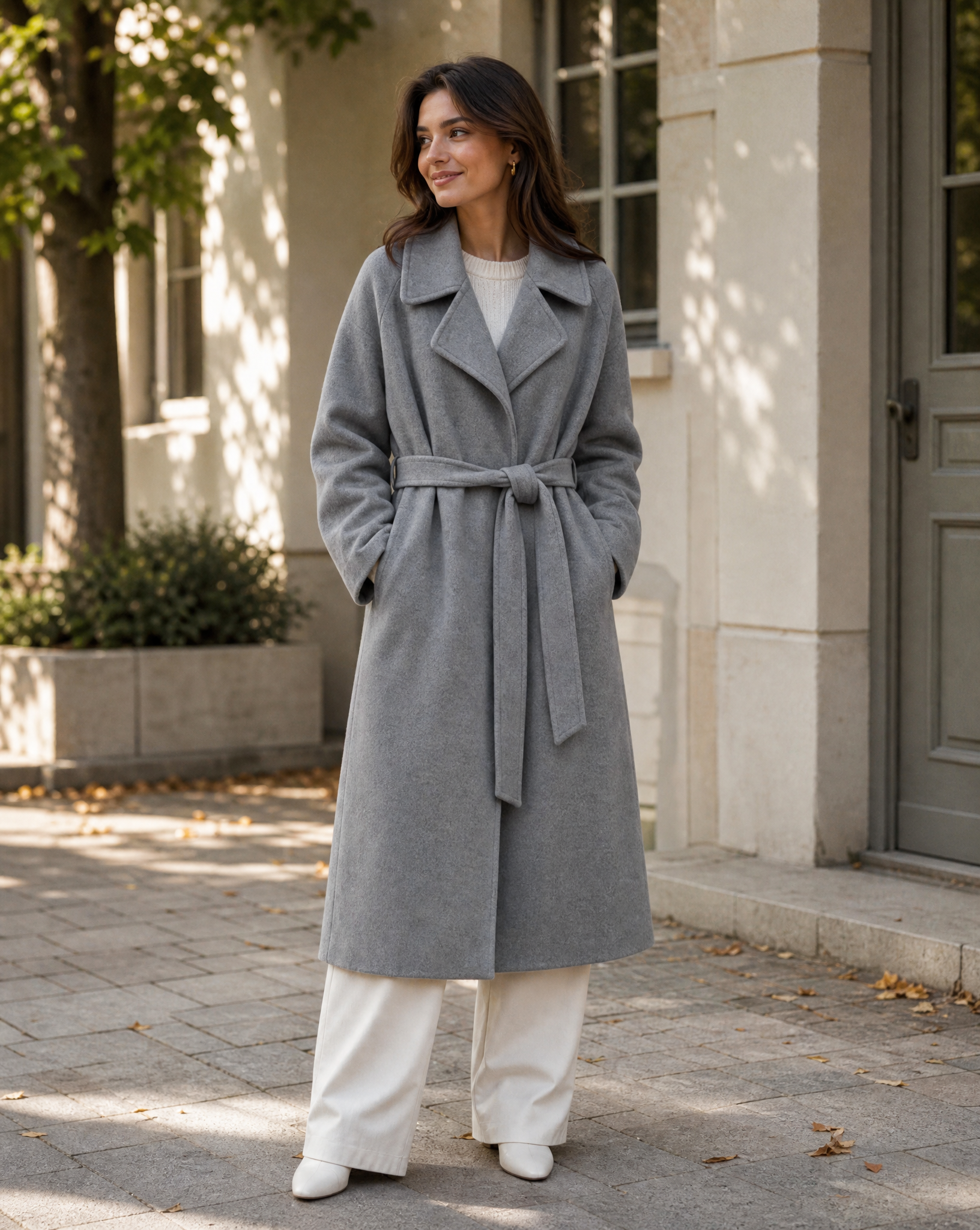 Women's Timeless Belted Overcoat — Long Wool-Blend Coat with Tie-Waist Belt