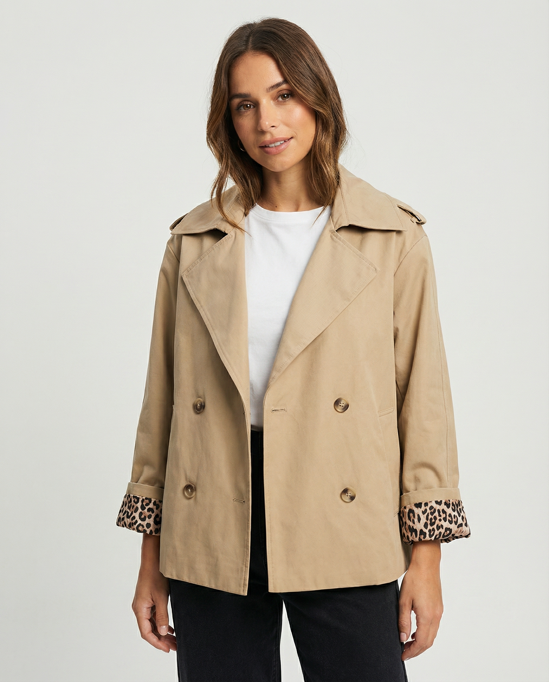 Leopard Print Trench Coat Women – Chic Casual Layering for Transitional Seasons