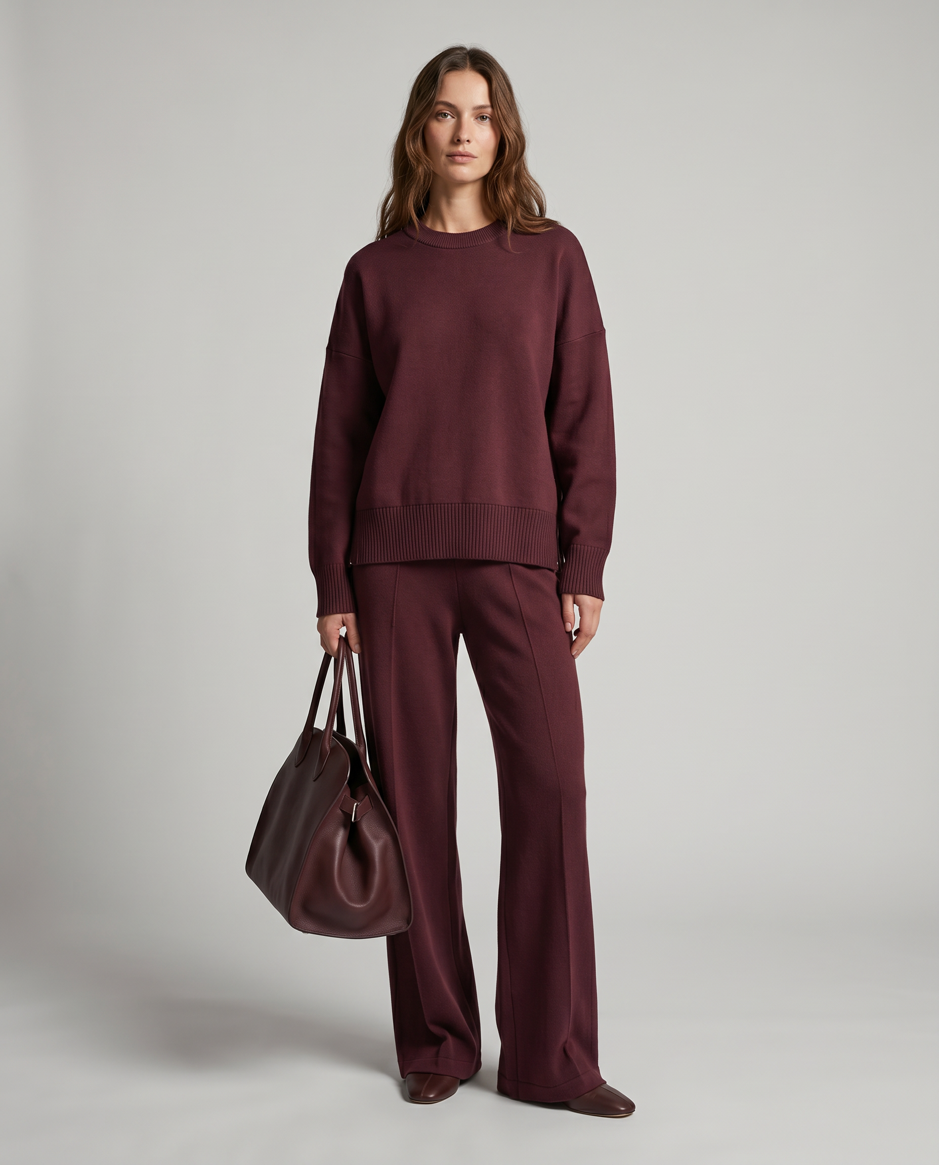 Women's Soft Knit Two-Piece Co-ord Set with Long Sleeves