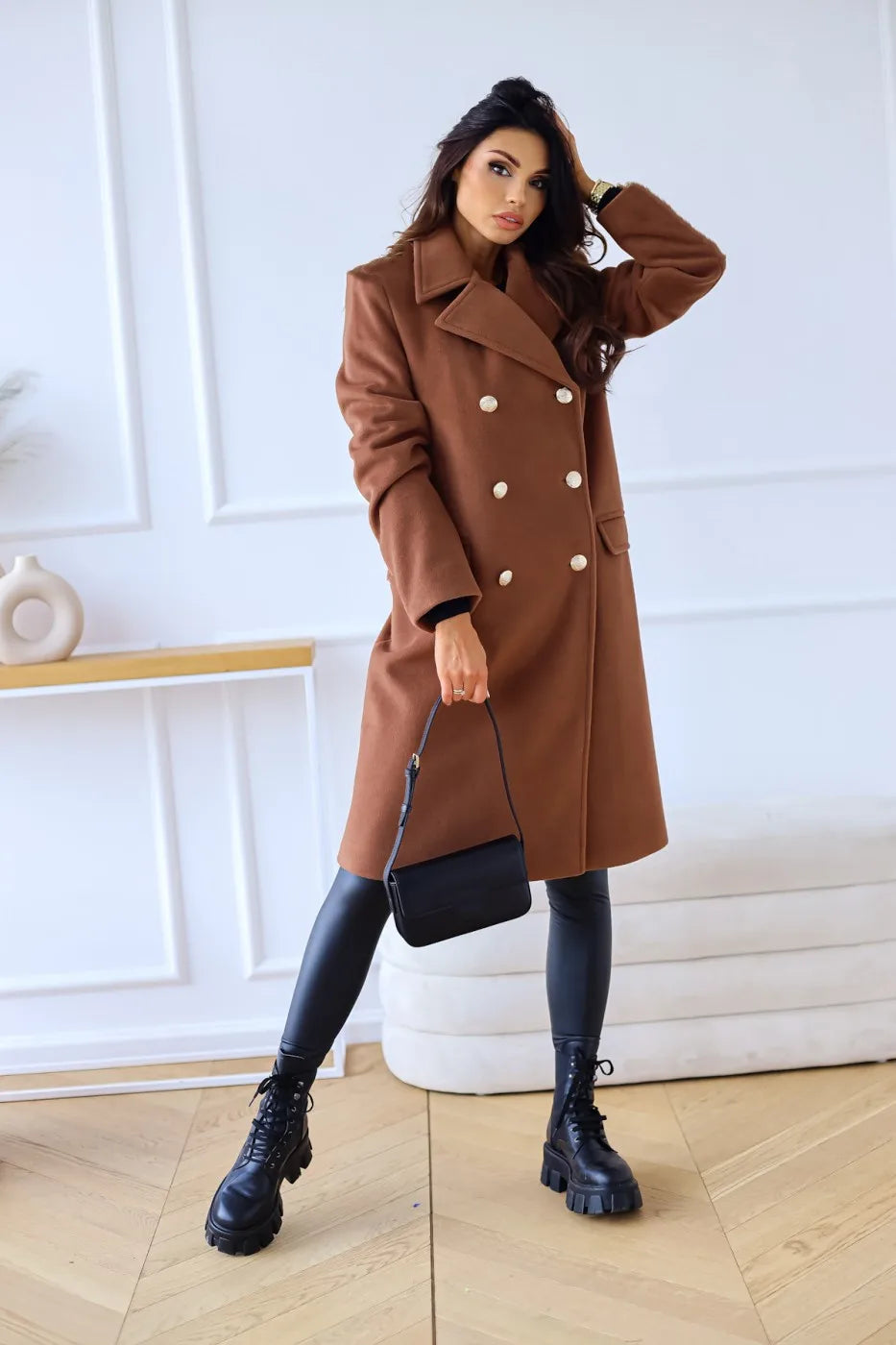 Korean Wool Coat – Double-Breasted Elegant Design for Cozy Autumn Style