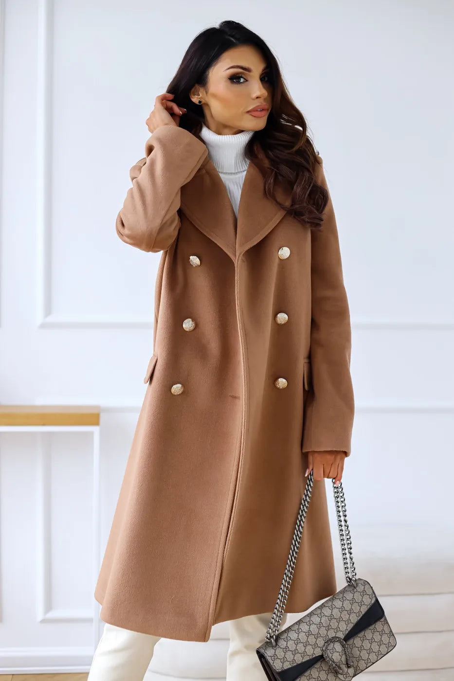 Korean Wool Coat – Double-Breasted Elegant Design for Cozy Autumn Style