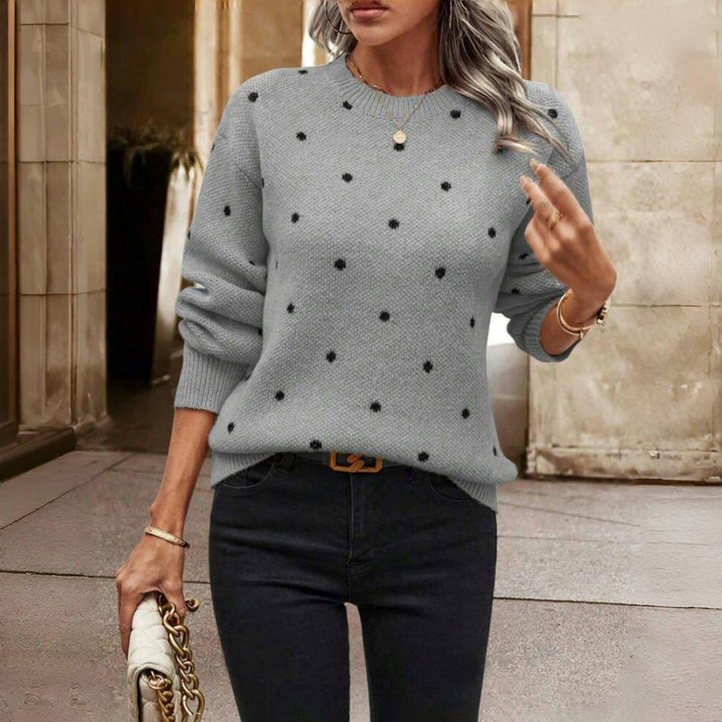 Cosy Polka Dot Knit Pullover Sweater for Women