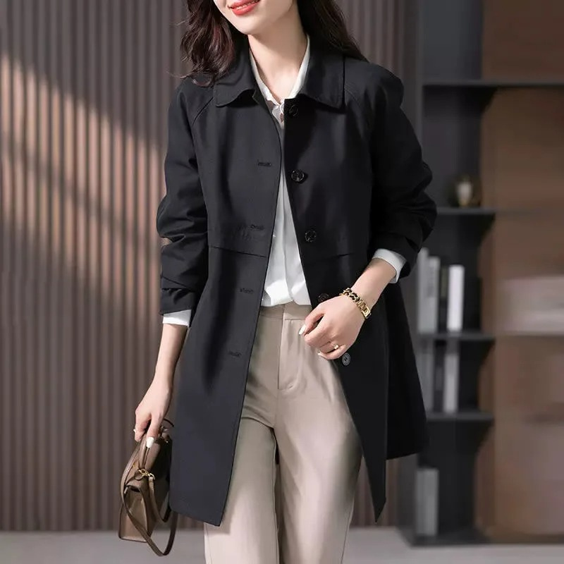 Women's Button up Short Trench Coat