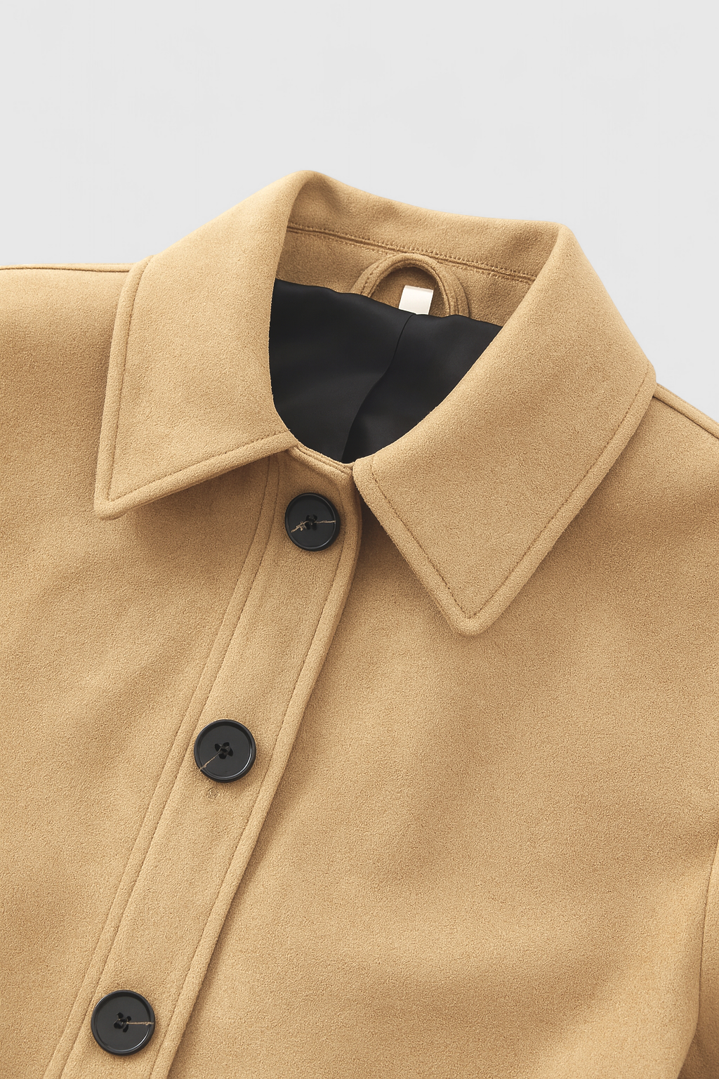 Retro-Inspired Khaki Short Jacket with Button Closure