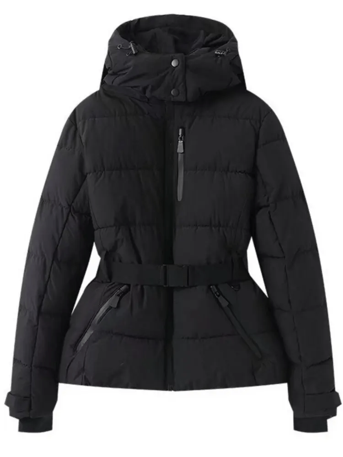 Women's Waterproof Insulated Puffer Ski Jacket With Belt