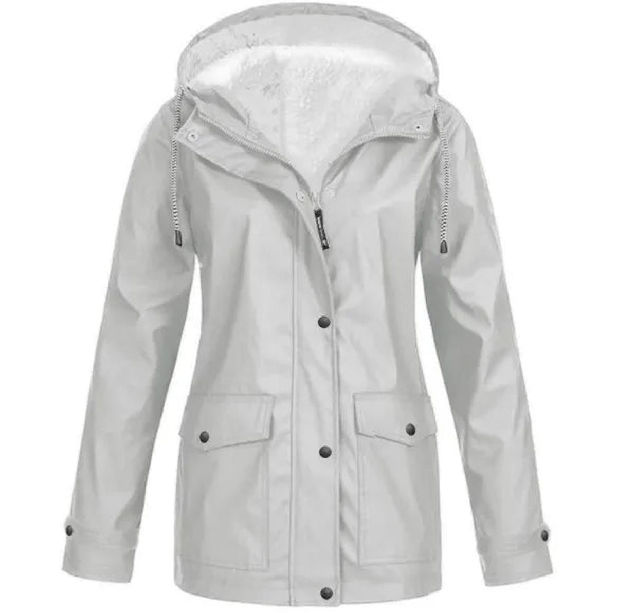 Women's Water and Windproof Fleece-Lined Jacket With Hood