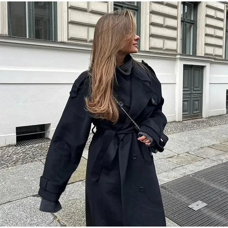 Women’s Double-Breasted Wool Blend Coat