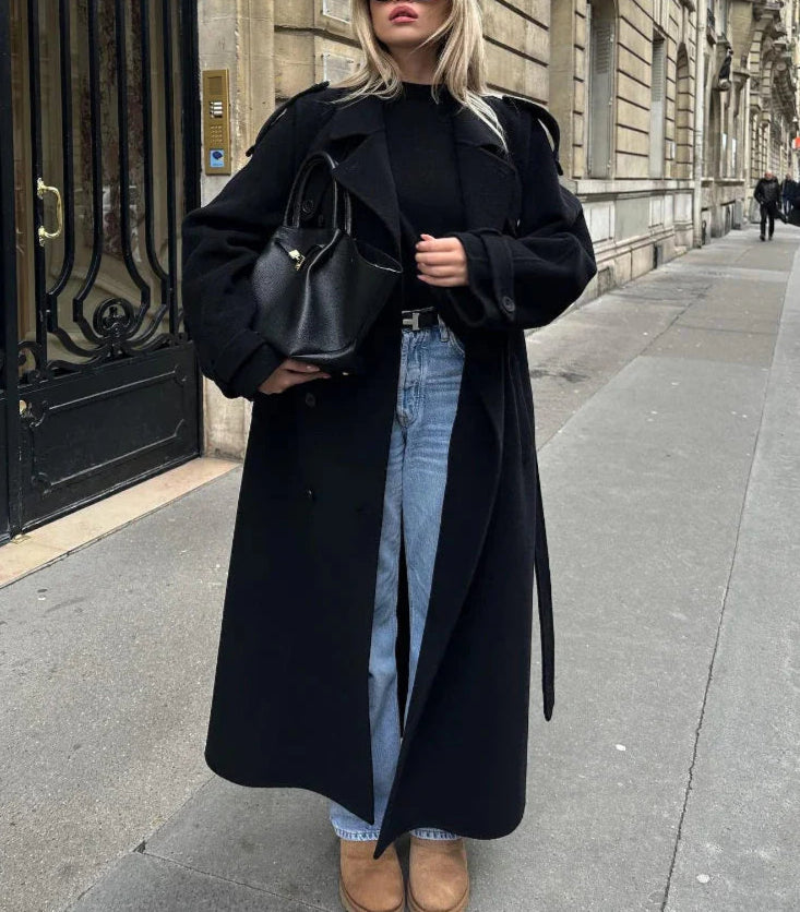 Women’s Double-Breasted Wool Blend Coat