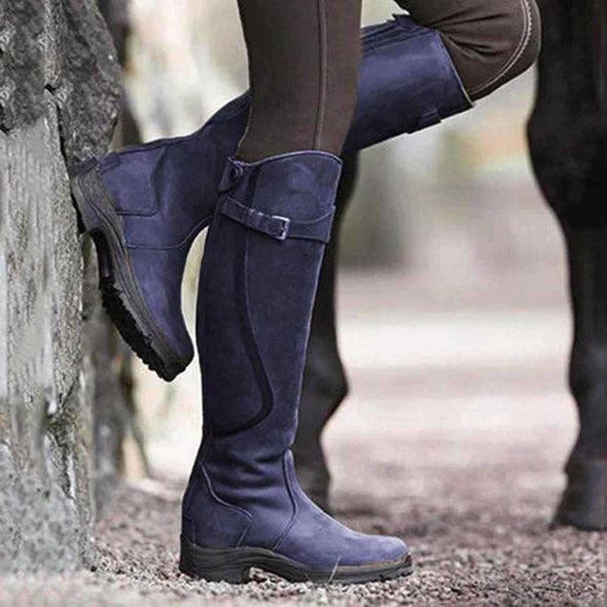 Women's Winter Waterproof Leather Riding Boots