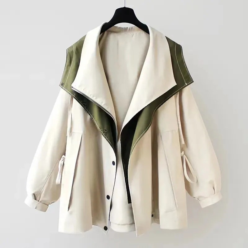 Waterproof Windbreaker Jacket with Layered Hood Design for Women