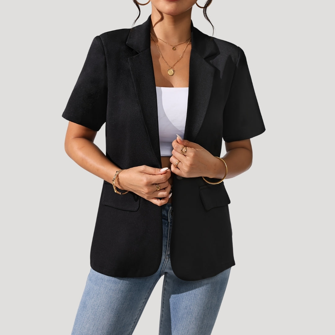 Classic Women's short-sleeve black blazer