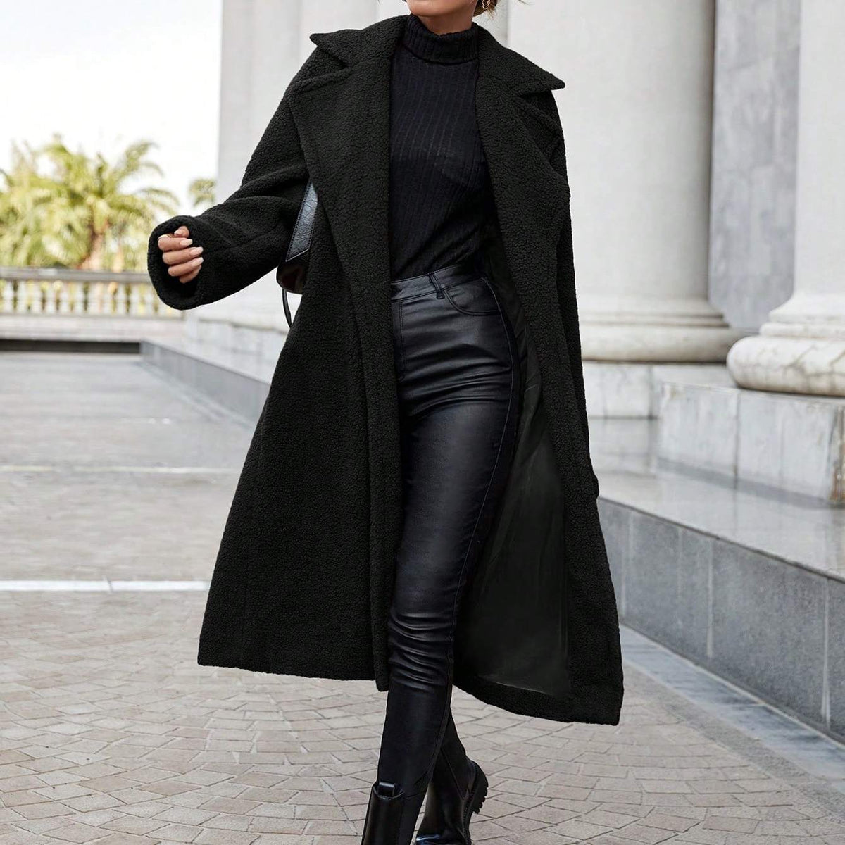 Ambre™ Long Teddy Coat with Lapel