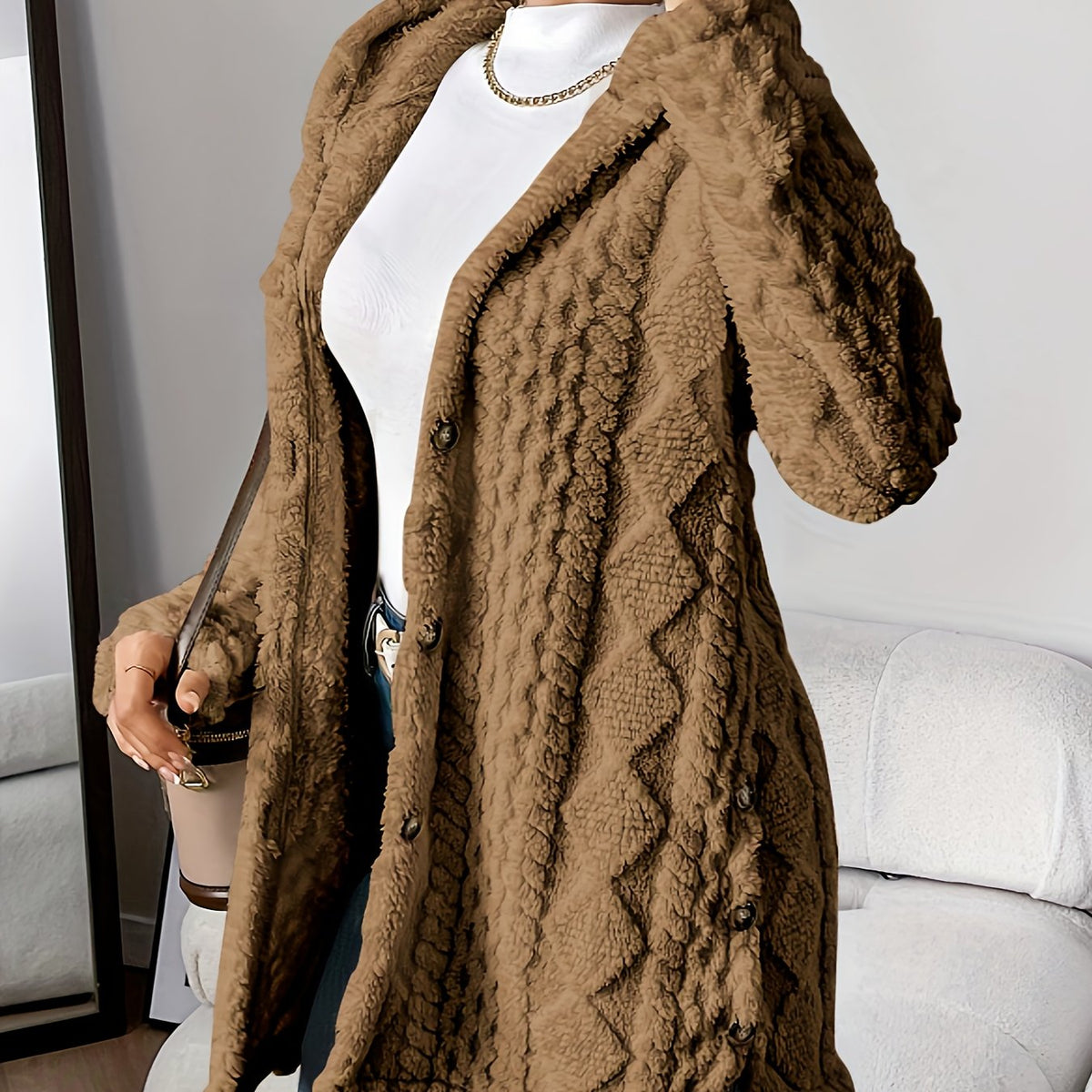 Margaux™ Jacquard Plush Hooded Cardigan