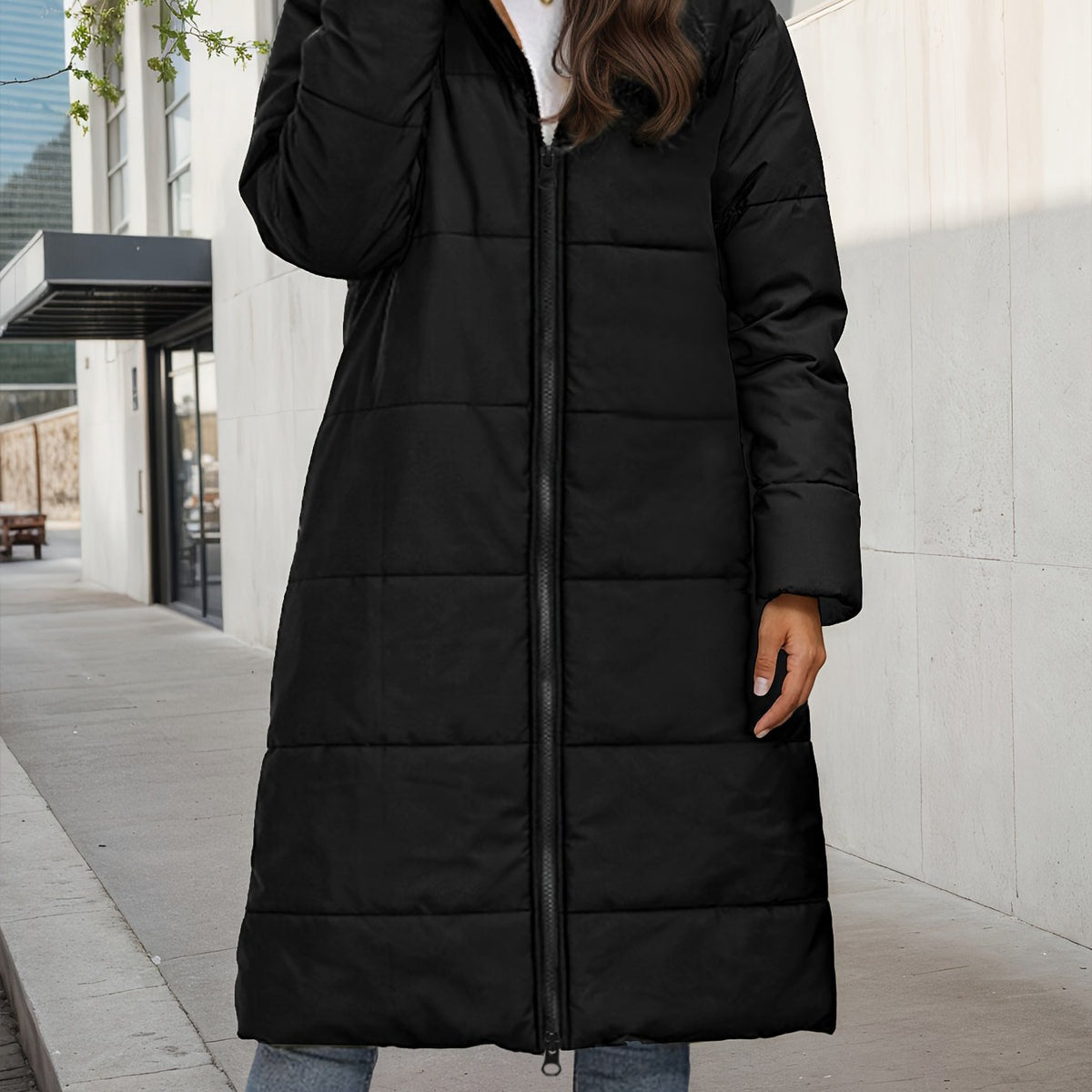 Colette™ – Plush Quilted Long Hooded Coat