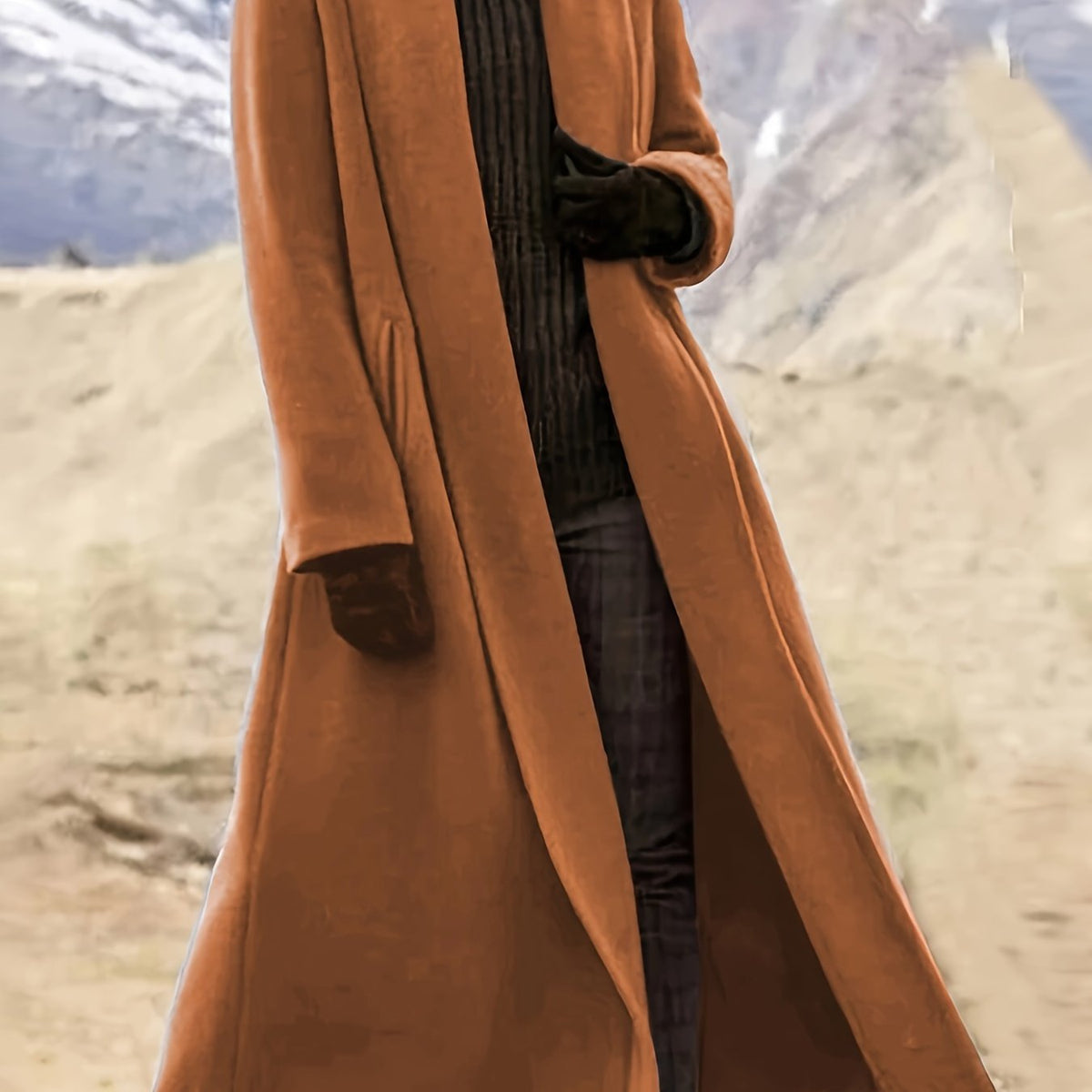 Florence – Long Open-Front Wrap Coat in Forest Green