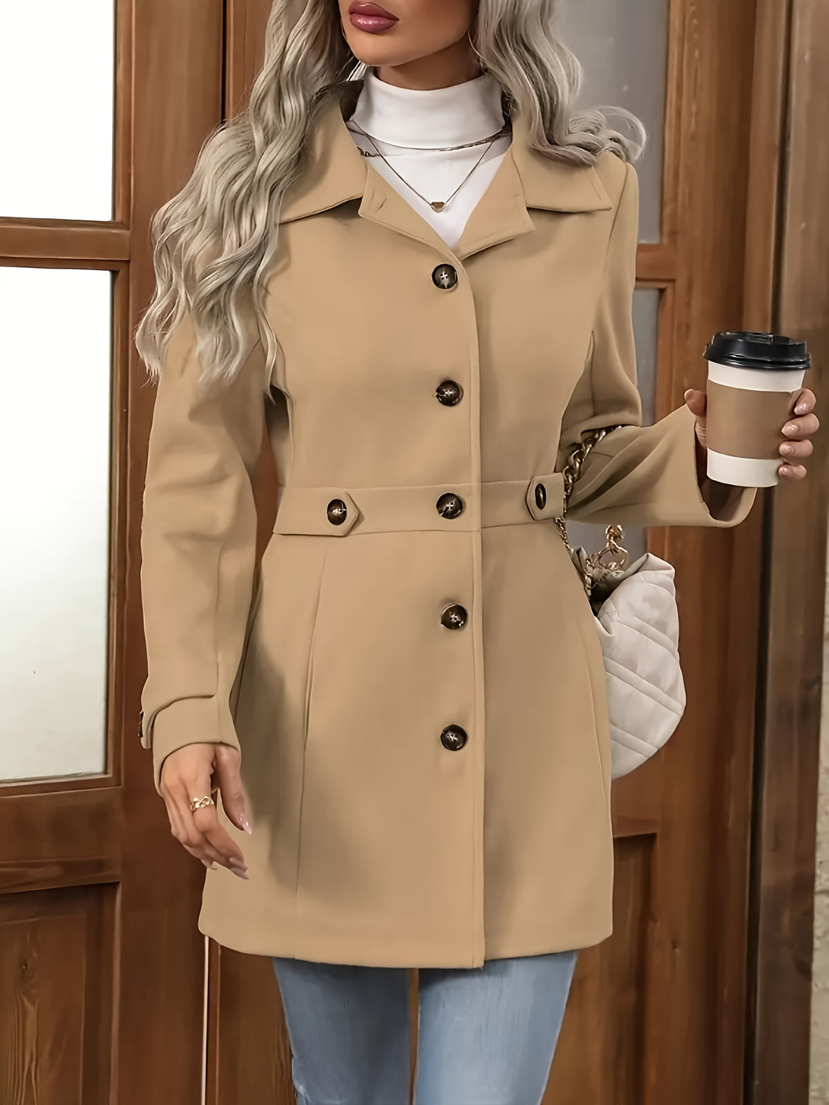 Perrine™ Waist-Cinched Mid-Length Coat