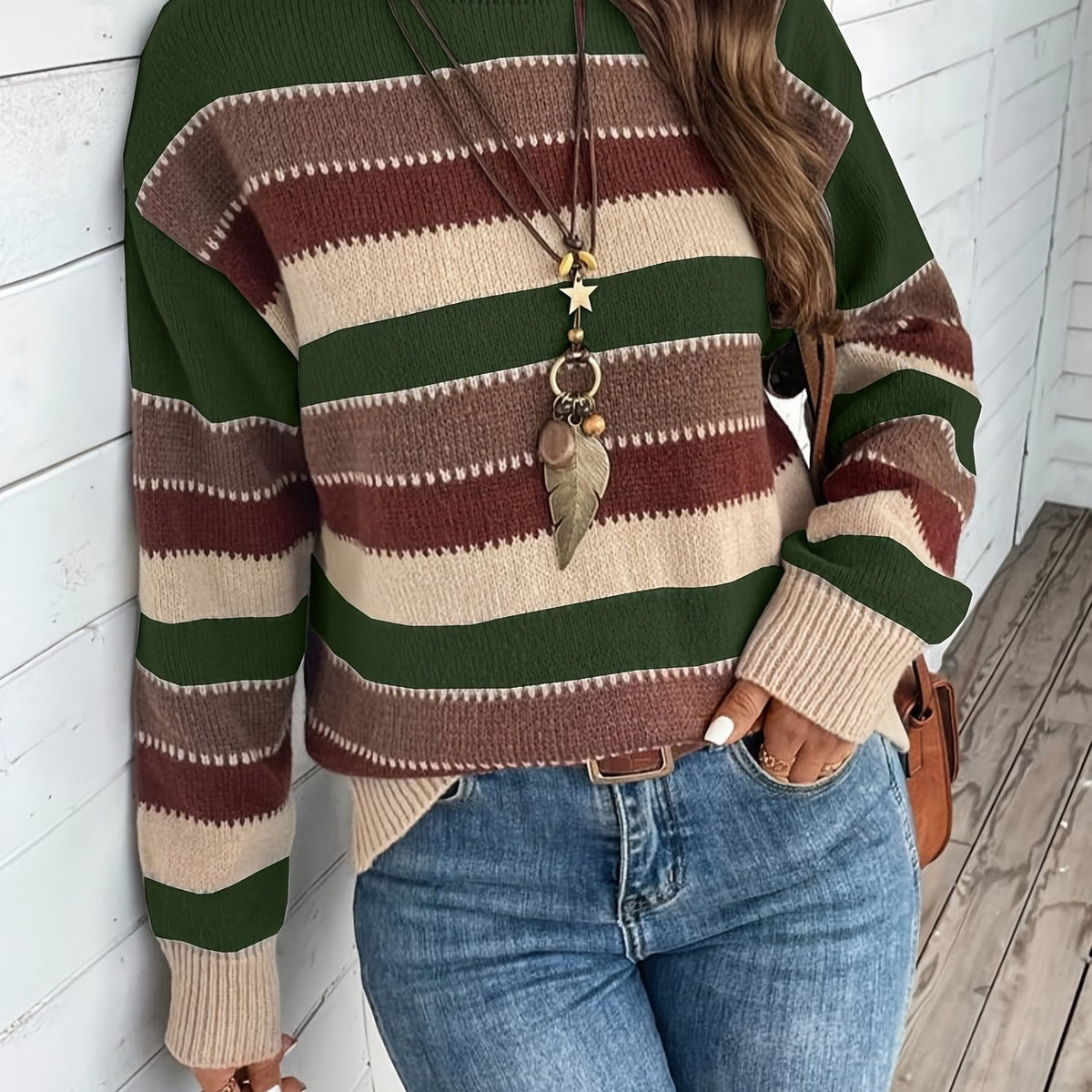 Margot | Vintage Striped Round Neck Sweater