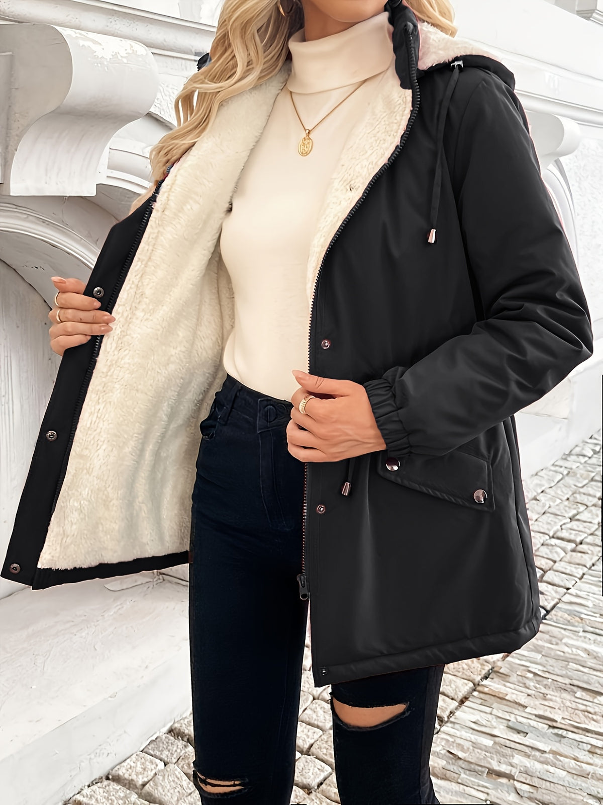 Nora | Fleece-Lined Hooded Winter Jacket