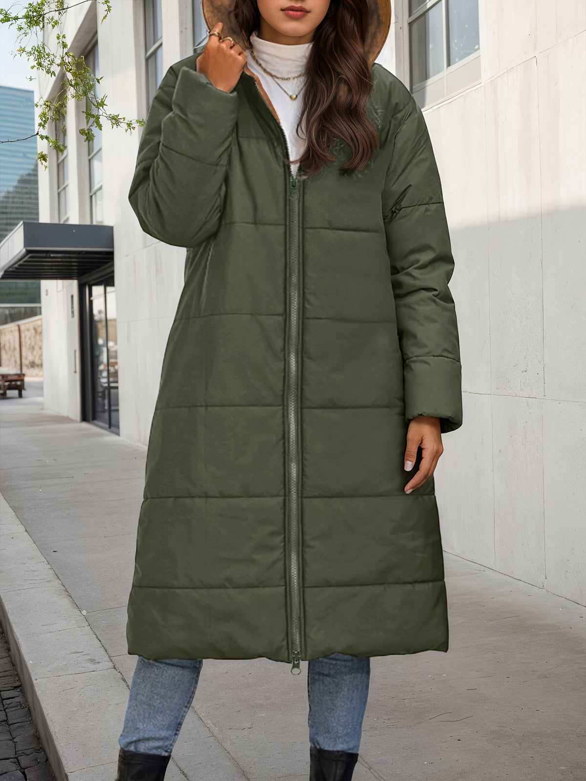Colette™ – Plush Quilted Long Hooded Coat