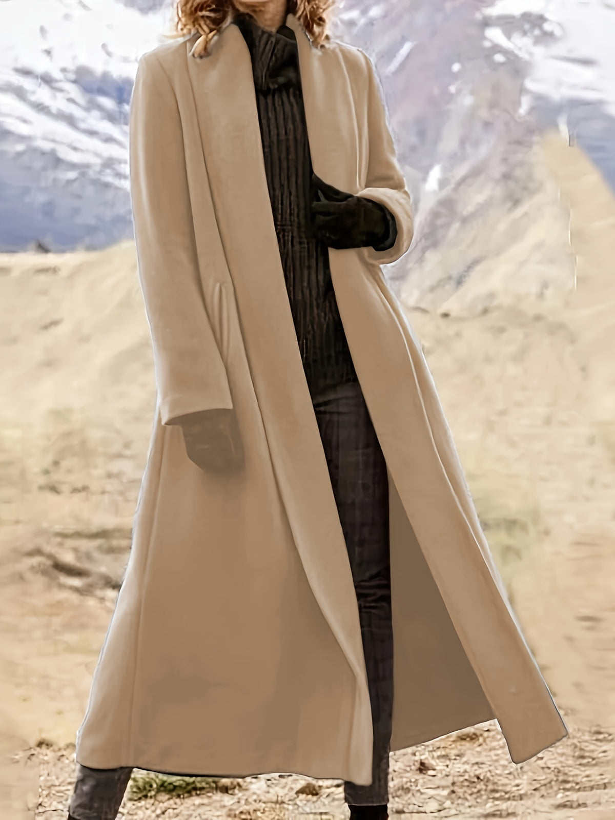 Florence – Long Open-Front Wrap Coat in Forest Green