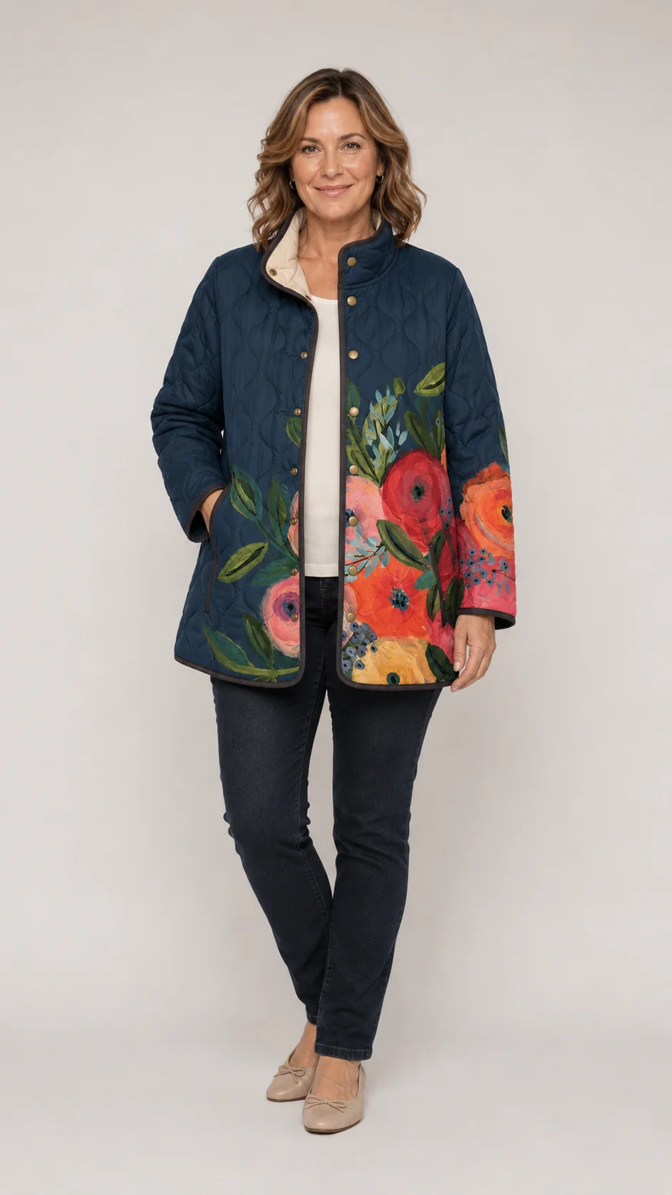 Amaya | Vintage Floral Print Quilted Jacket