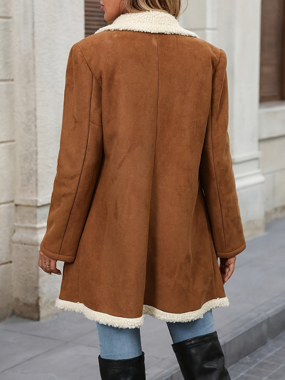 Sienna™ – Suede-Look Double-Breasted Shearling Jacket