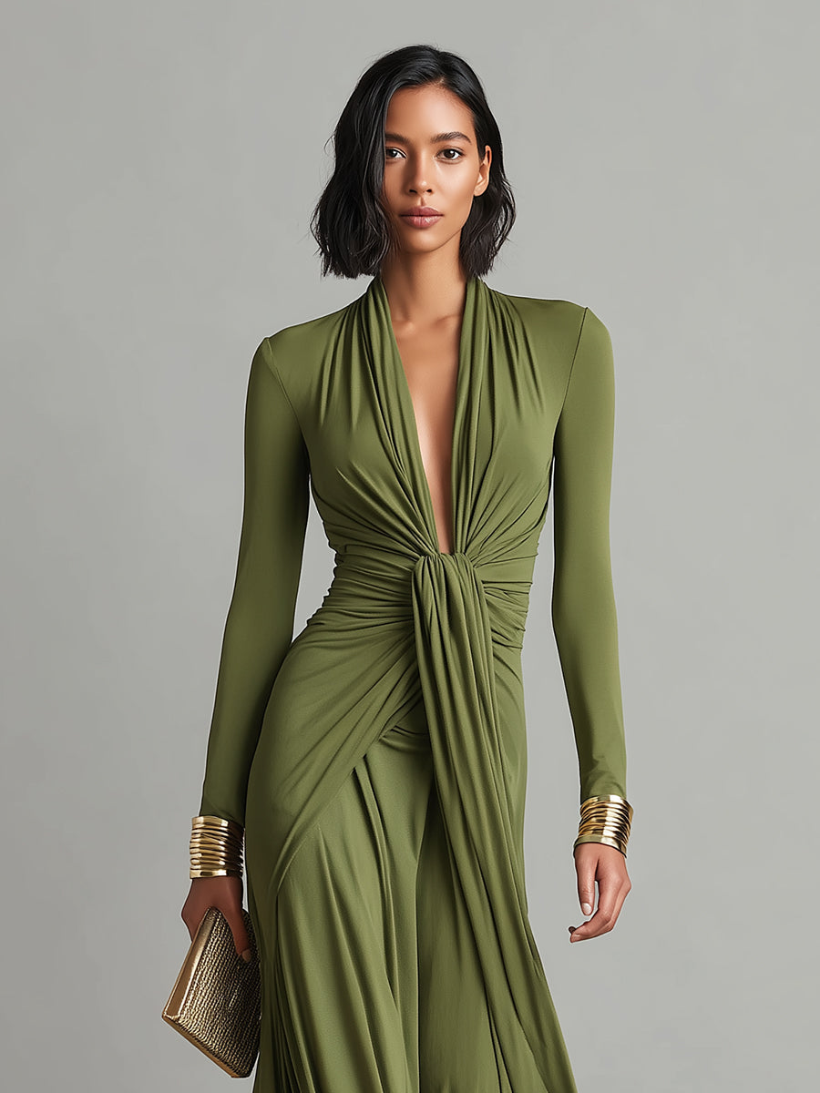 Evelyn™ - Glamourous Silk Maxi Dress