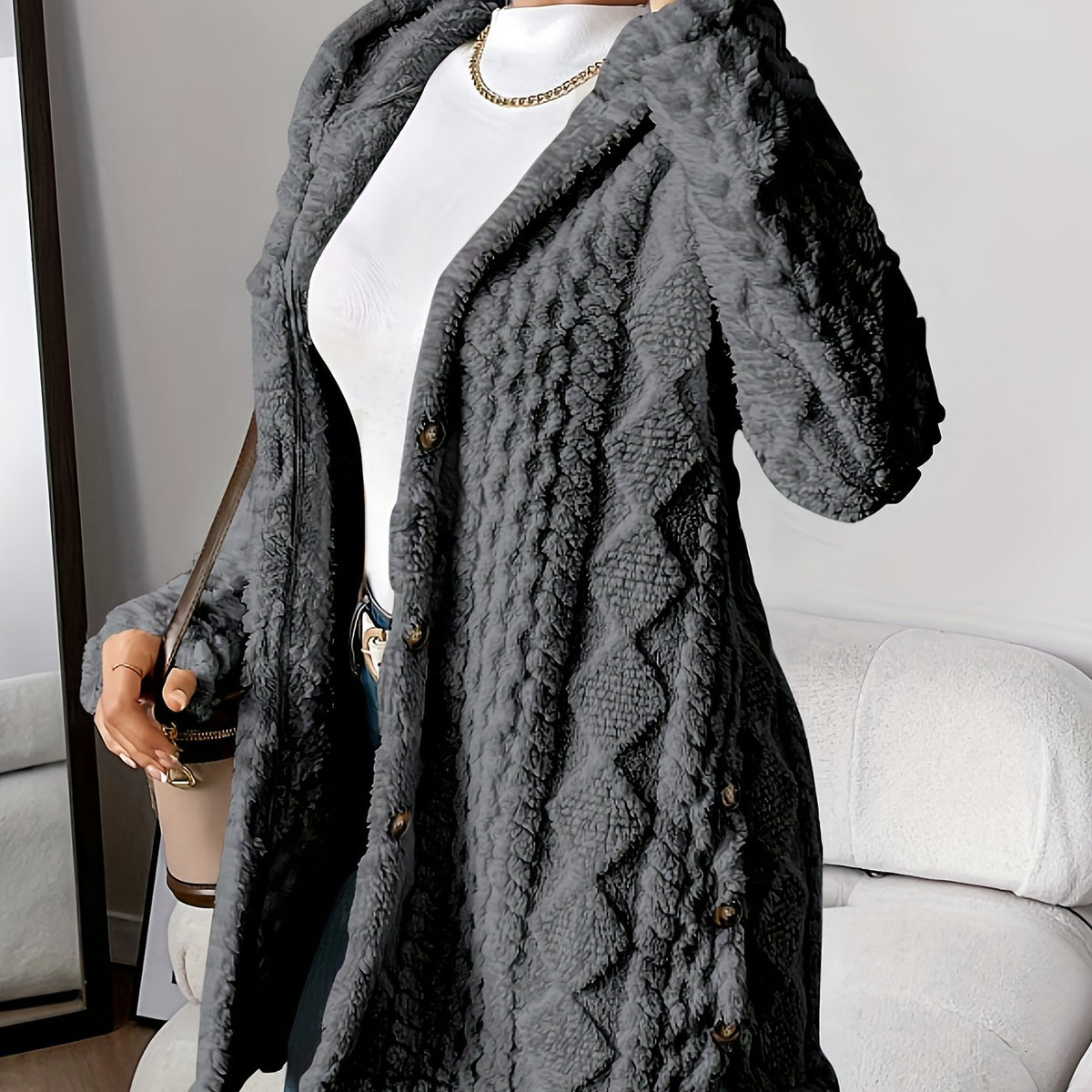 Margaux™ Jacquard Plush Hooded Cardigan