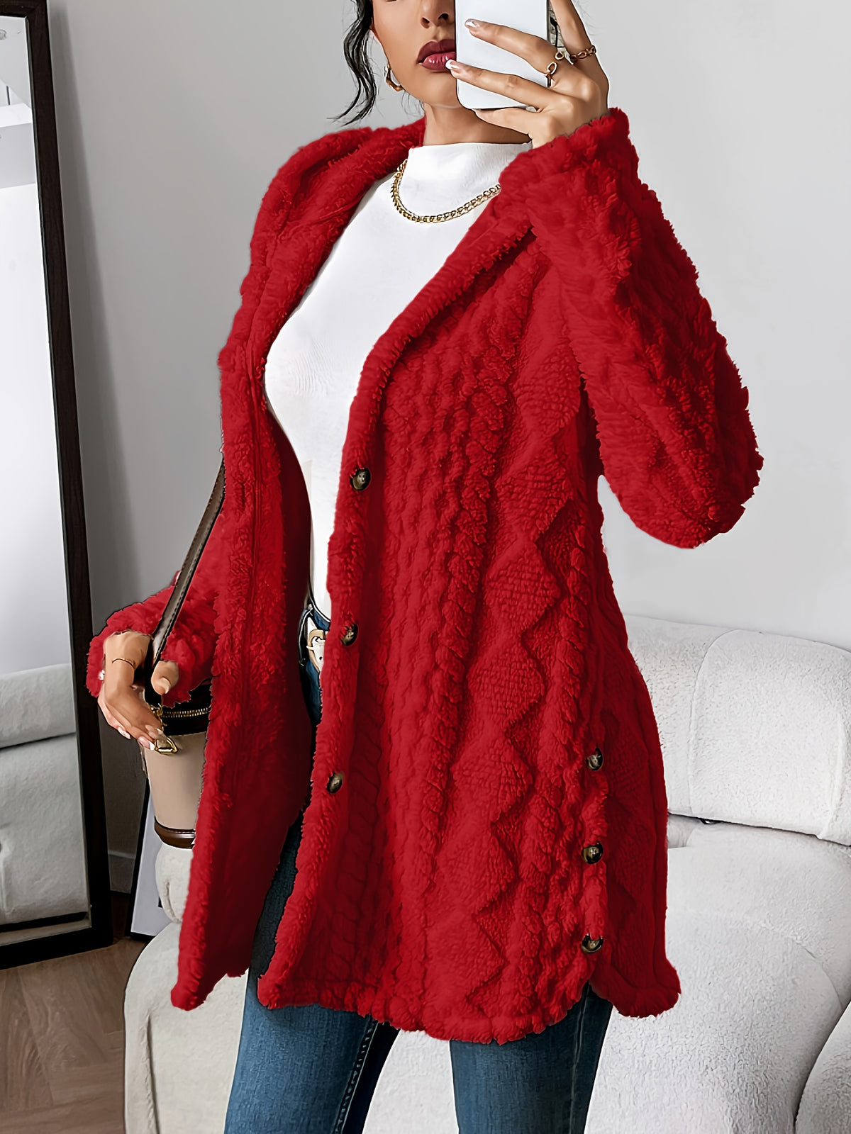 Margaux™ Jacquard Plush Hooded Cardigan