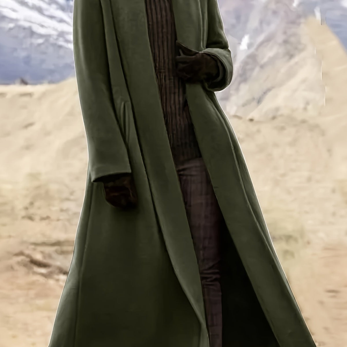 Florence – Long Open-Front Wrap Coat in Forest Green