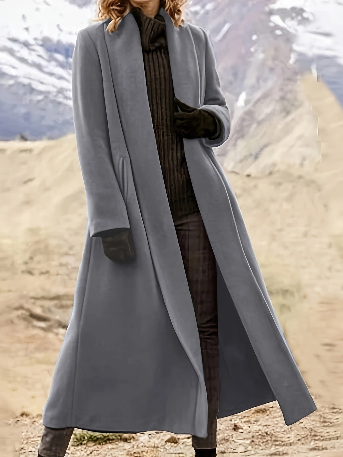 Florence – Long Open-Front Wrap Coat in Forest Green