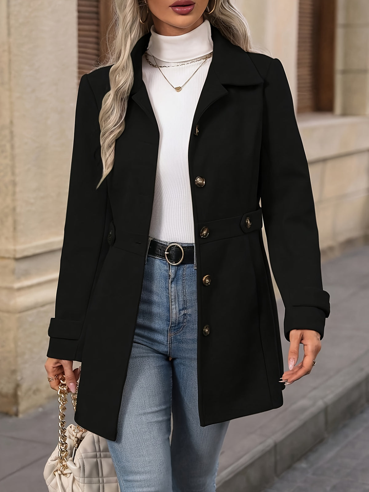 Perrine™ Waist-Cinched Mid-Length Coat