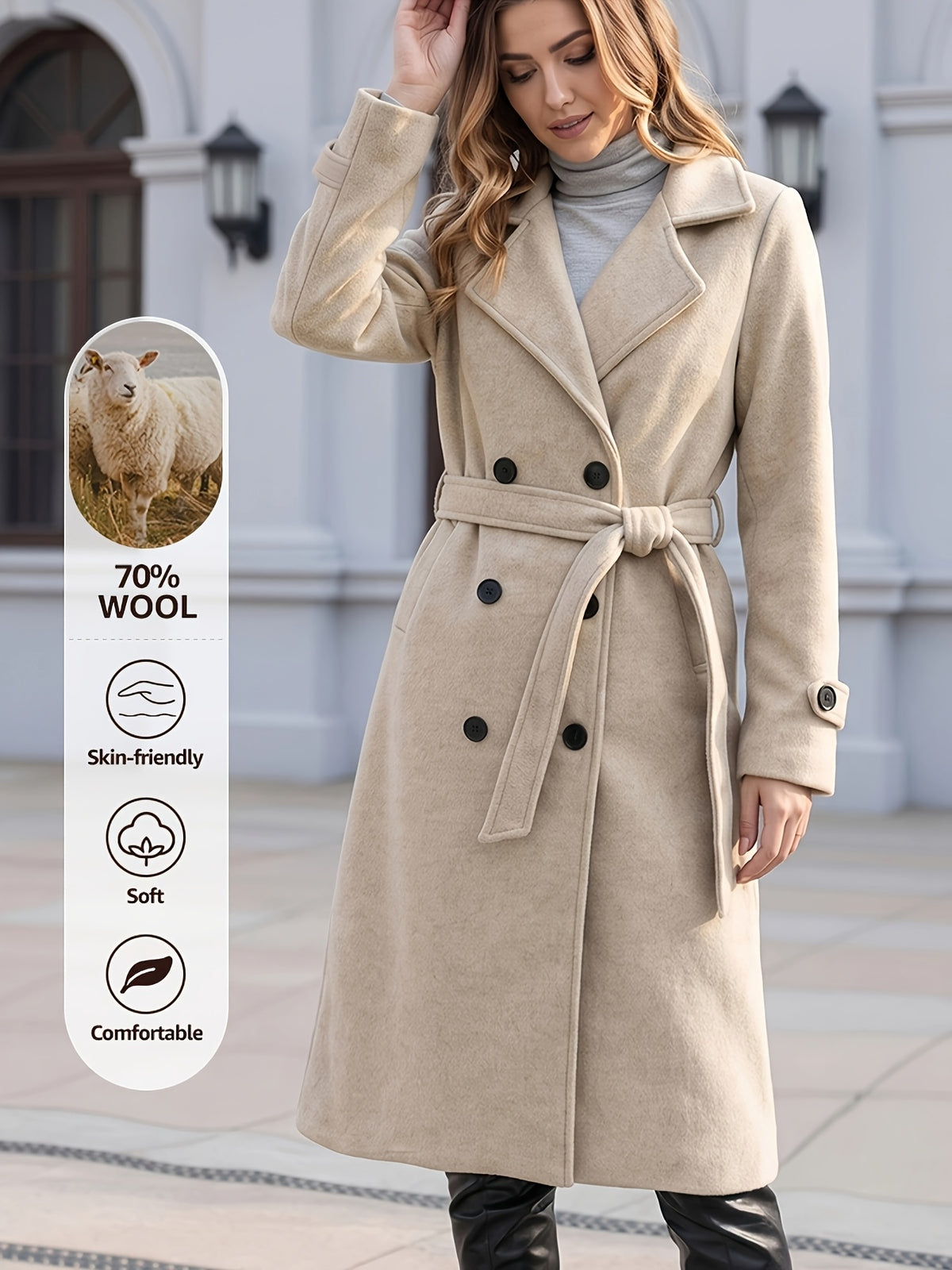 Océane™ Belted Double-Breasted Coat
