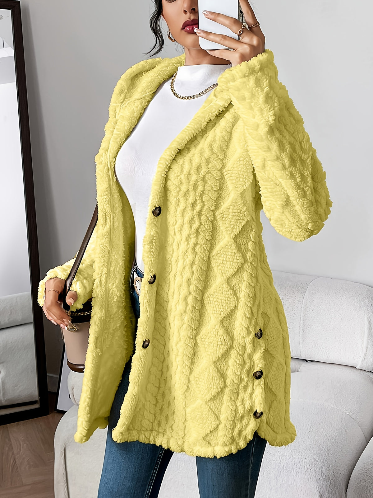 Margaux™ Jacquard Plush Hooded Cardigan