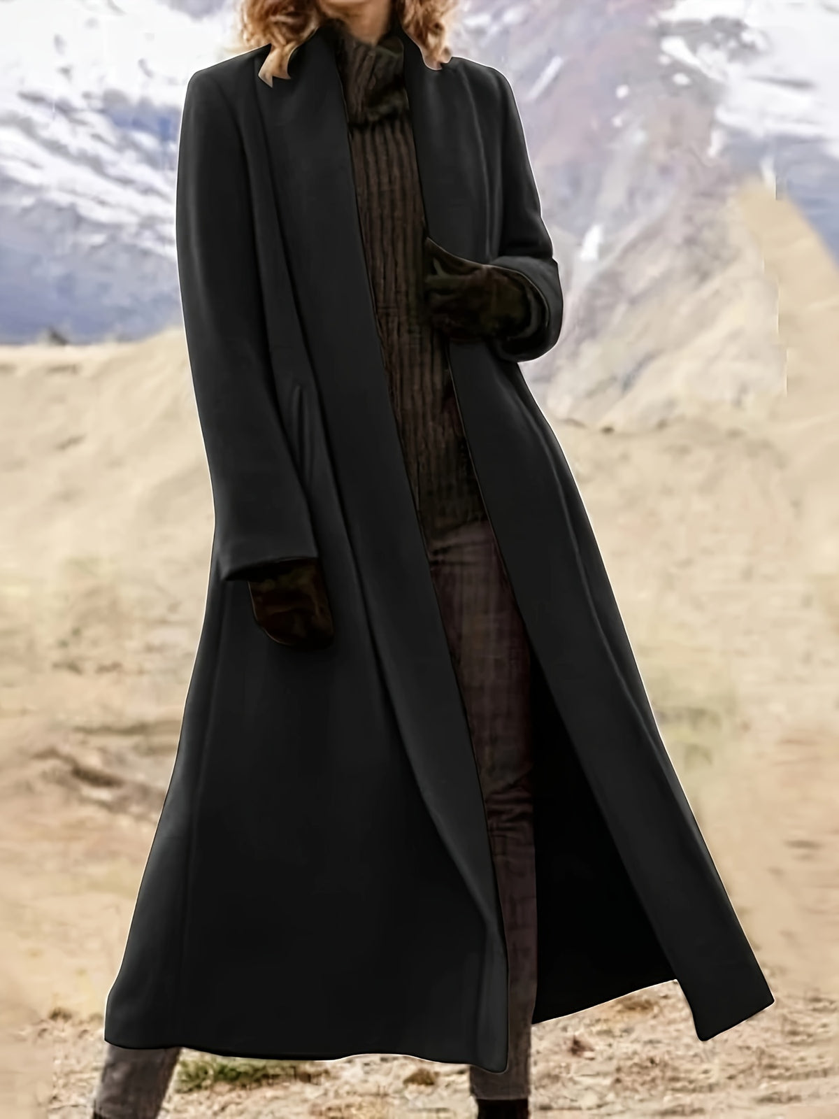 Florence – Long Open-Front Wrap Coat in Forest Green