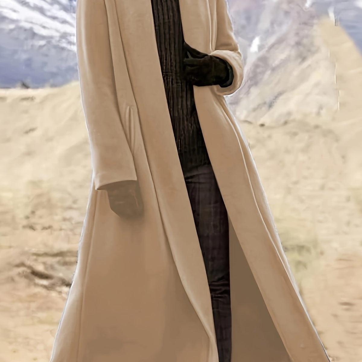 Florence – Long Open-Front Wrap Coat in Forest Green