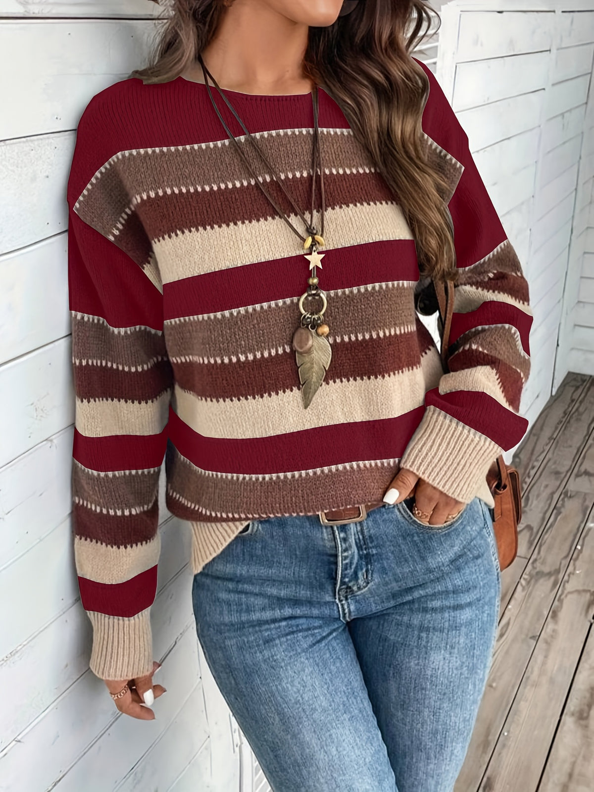 Margot | Vintage Striped Round Neck Sweater