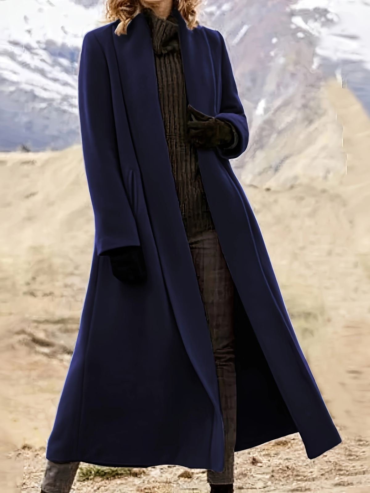Florence – Long Open-Front Wrap Coat in Forest Green