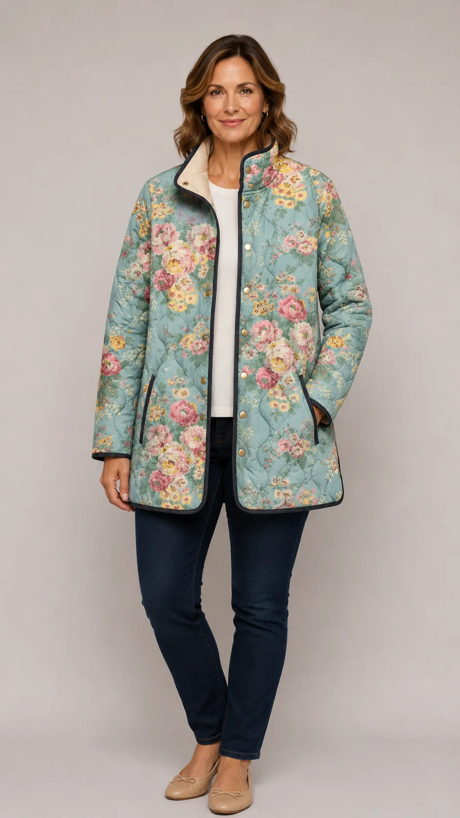 Elara | Quilted Floral Print Jacket