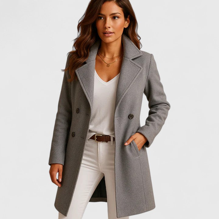Rheya | Women's Slim-Fit Coat with Classic Lapels and Button Closure