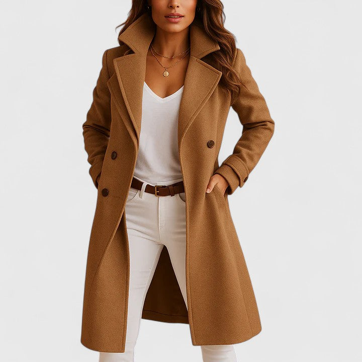 Rheya | Women's Slim-Fit Coat with Classic Lapels and Button Closure