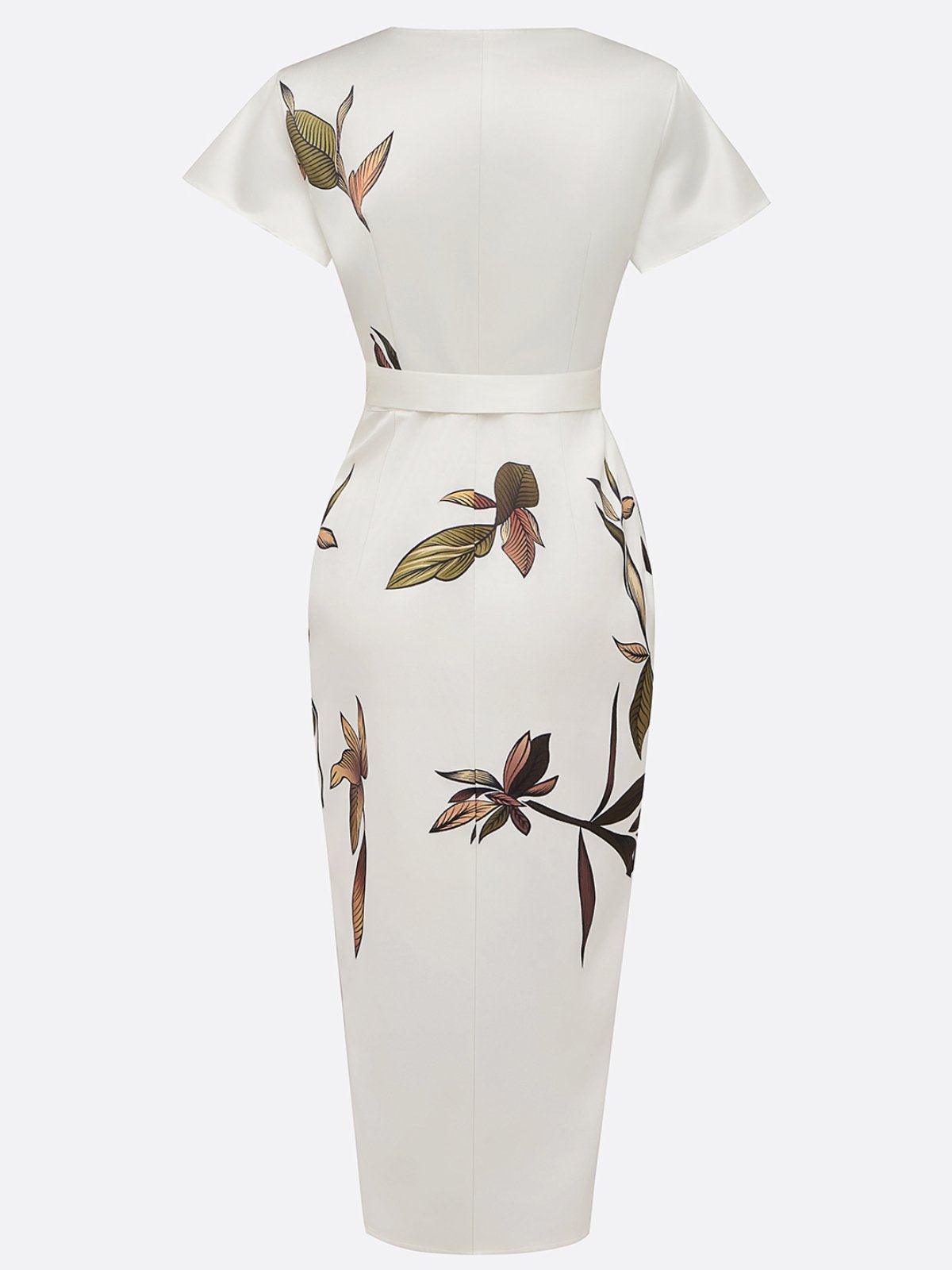 MADISON | Botanical Wrap Midi Dress for Timeless Elegance