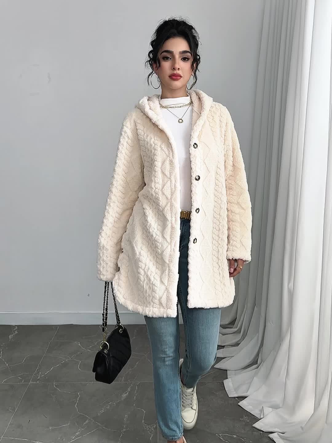 Margaux™ Jacquard Plush Hooded Cardigan