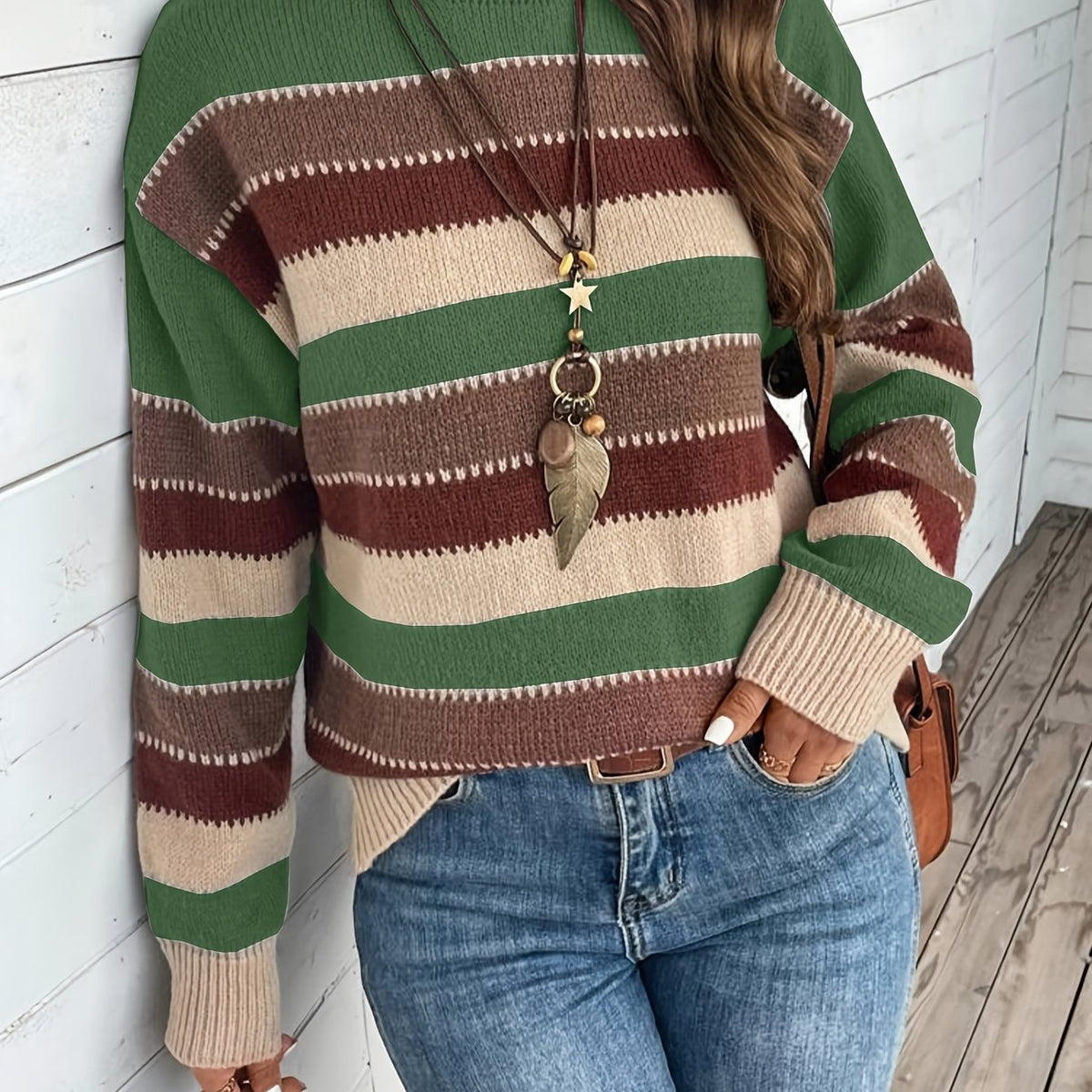 Margot | Vintage Striped Round Neck Sweater